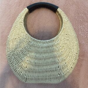 A New Day Cream and Black Shoulder Bag with Crescent Shape